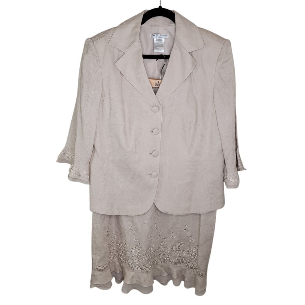 Plaza South Woman Linen Blend 2 Piece Skirt Suit size 14w